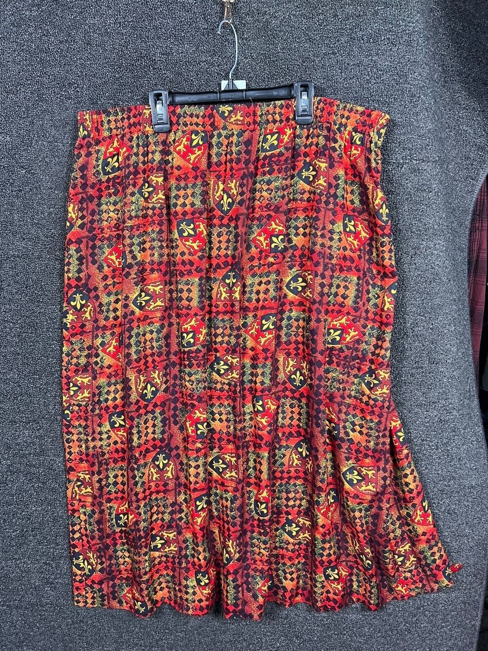 Vintage Pendleton Family Crest Pattern Midi Skirt Red Womens Size 18W *READ